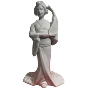 Toyo Japan Japanese Lady Ceramic Geisha Girl Figurine White Vintage Kimono Dance